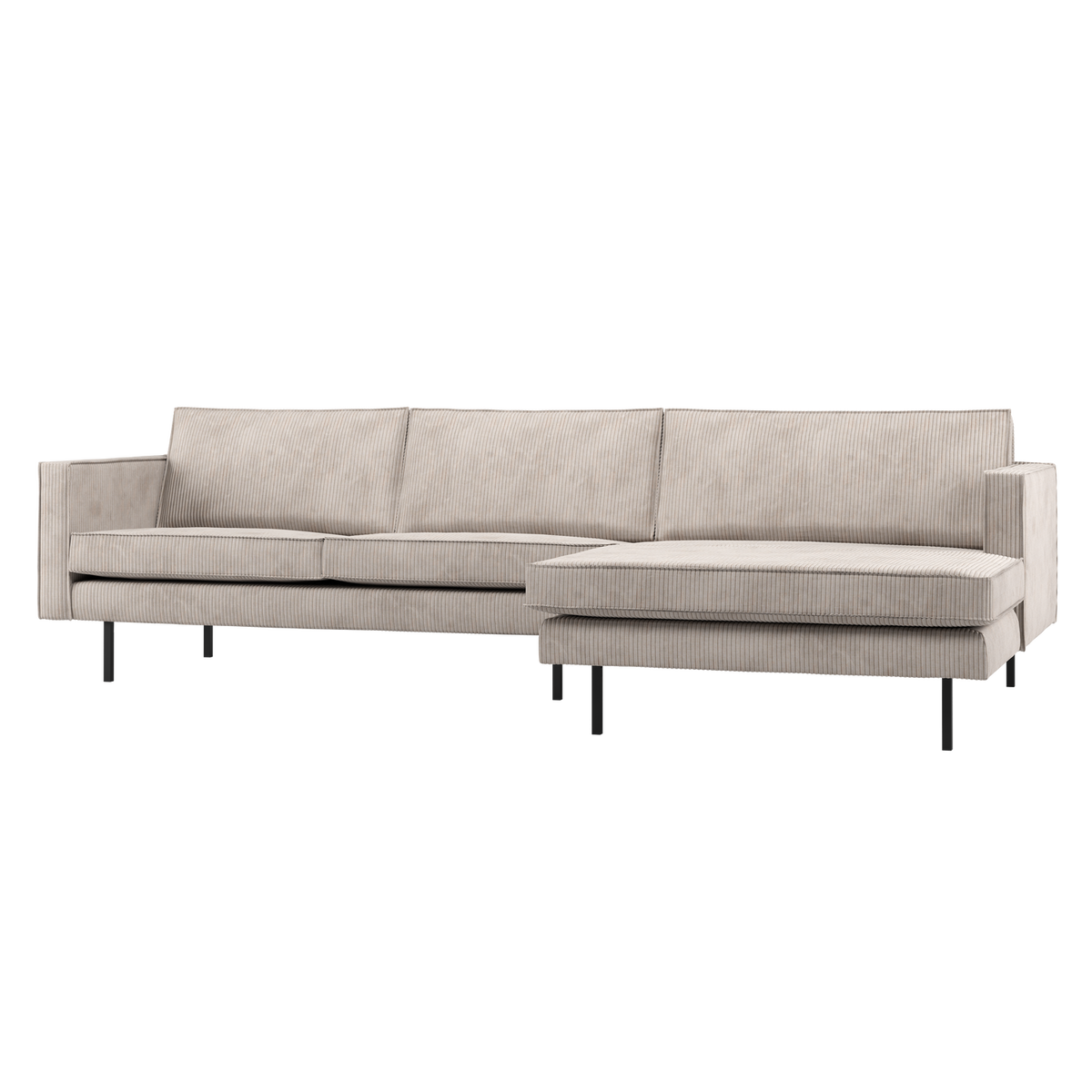 RODEO CHAISE LONGUE SOFA RECHTS GERIPPTER STOFF ECRU