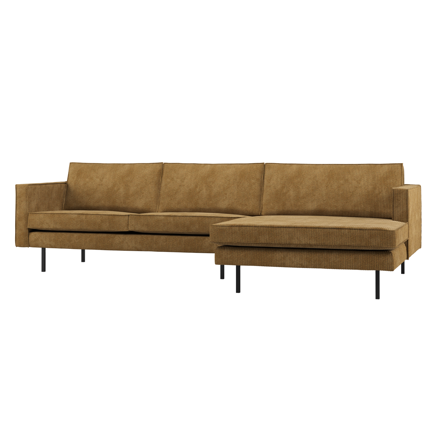 RODEO CHAISE LONGUE SOFA RECHTS GERIPPTER STOFF HONINGELB