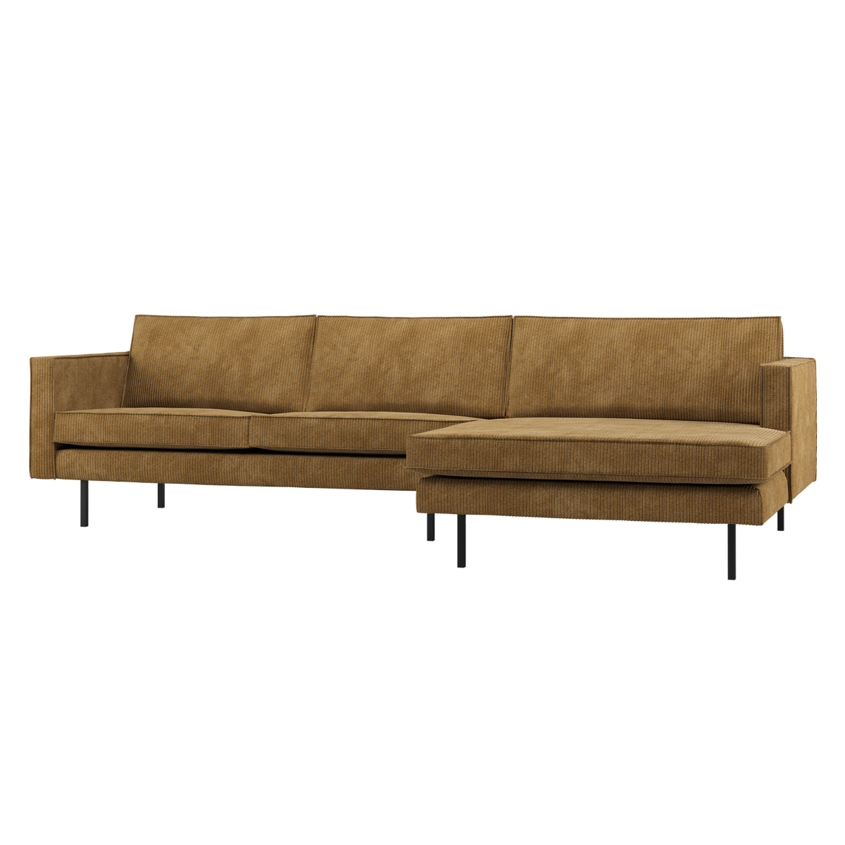 RODEO CHAISE LONGUE SOFA RECHTS GERIPPTER STOFF HONINGELB