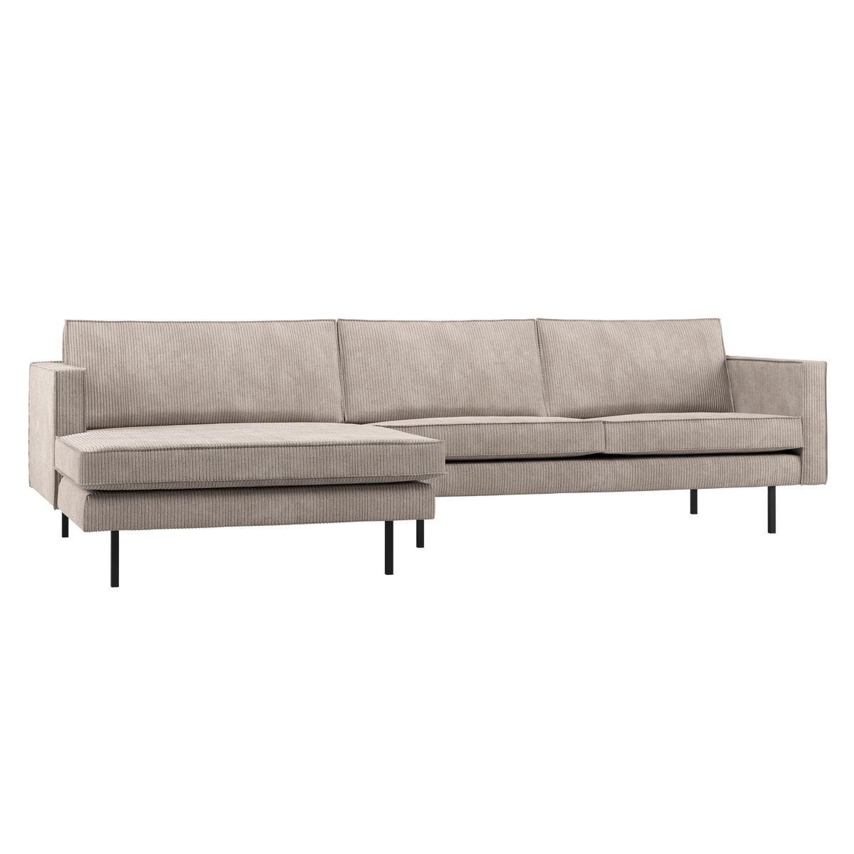 RODEO CHAISE LONGUE SOFA LINKS GERIPPTER STOFF DUNKLER SAND