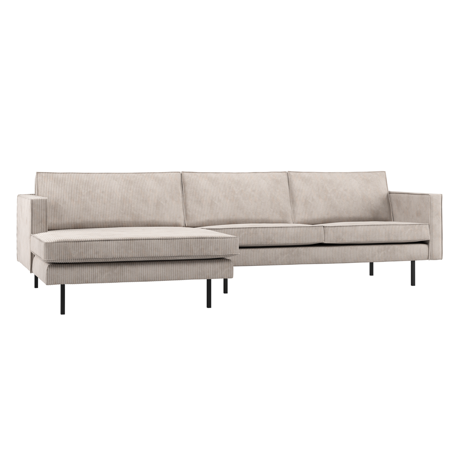 RODEO CHAISE LONGUE SOFA LINKS GERIPPTER STOFF ECRU