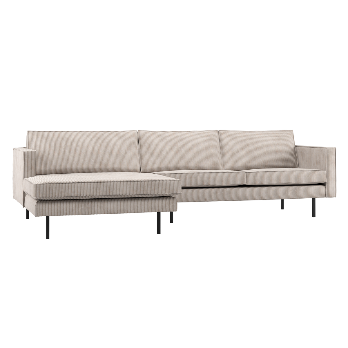 RODEO CHAISE LONGUE SOFA LINKS GERIPPTER STOFF ECRU