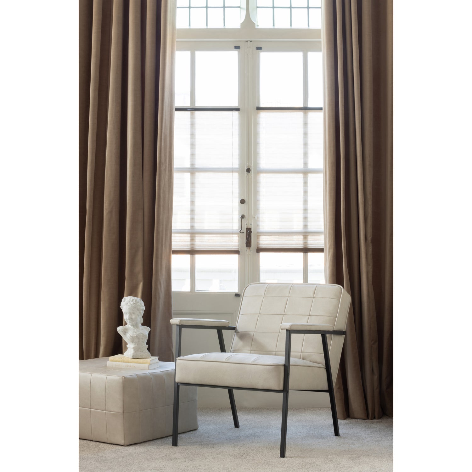 PATCHWORK HOCKER LEDERLOOK NATURAL