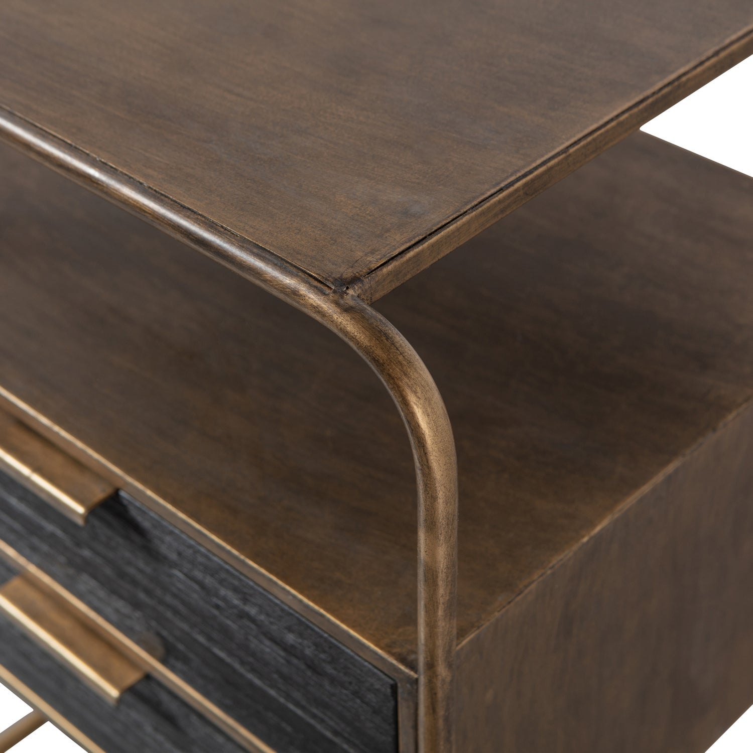 POLITE NACHTTISCH METALL/HOLZ ANTIQUE BRASS