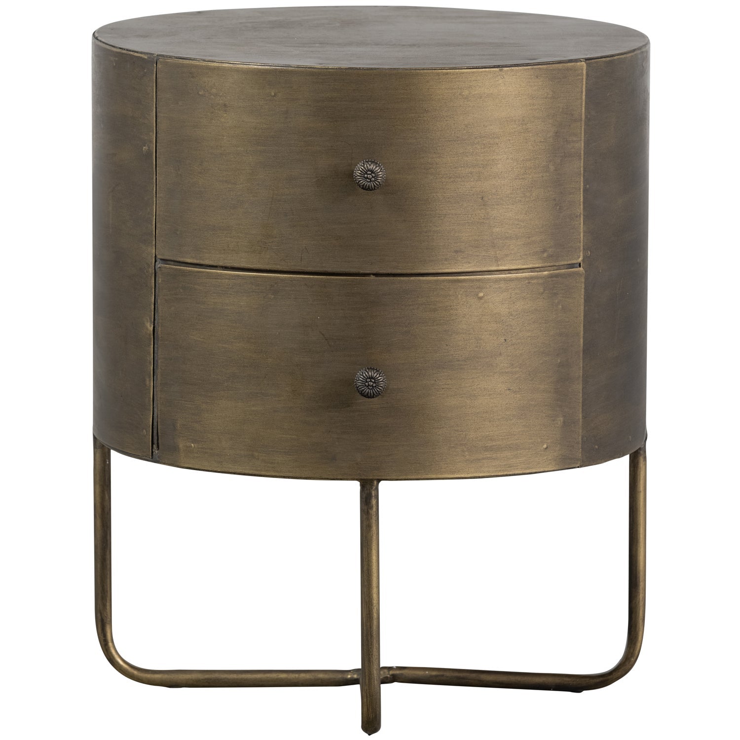 GLOSSY RUNDE KLEINES SCHRANK METALL ANTIQUE BRASS
