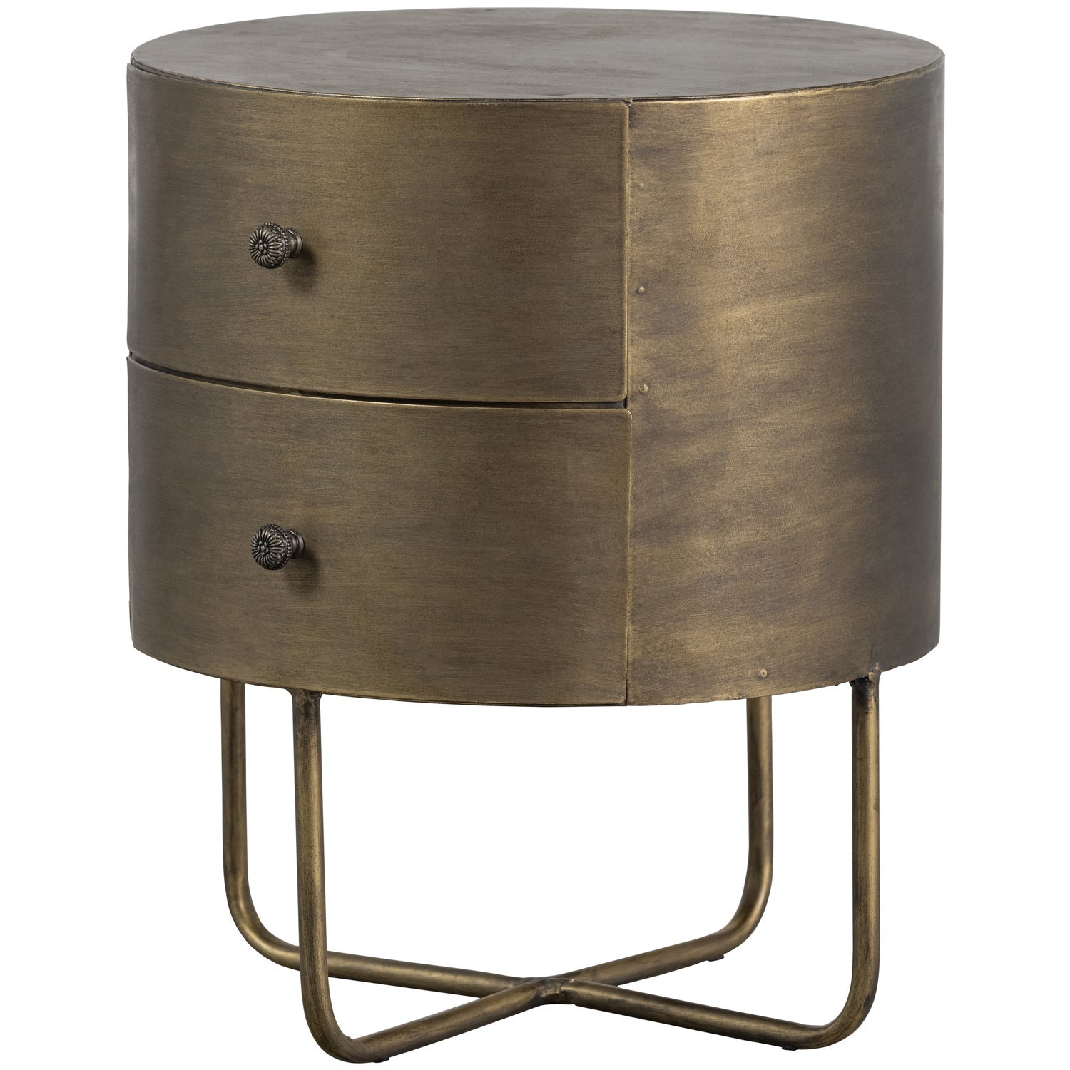 GLOSSY RUNDE KLEINES SCHRANK METALL ANTIQUE BRASS