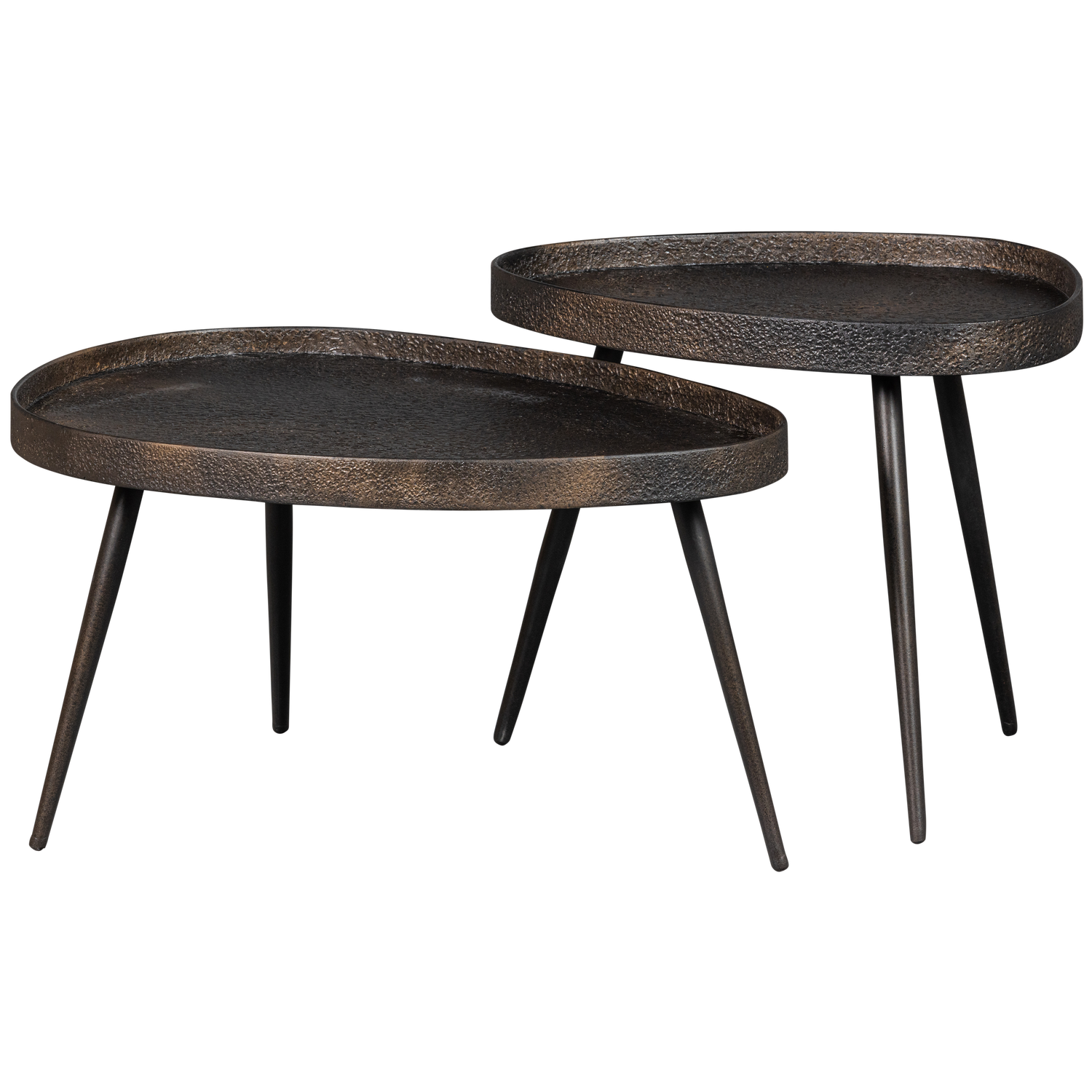 2ER SET - CRUDE BEISTELLTISCHE BRONZE ANTIK