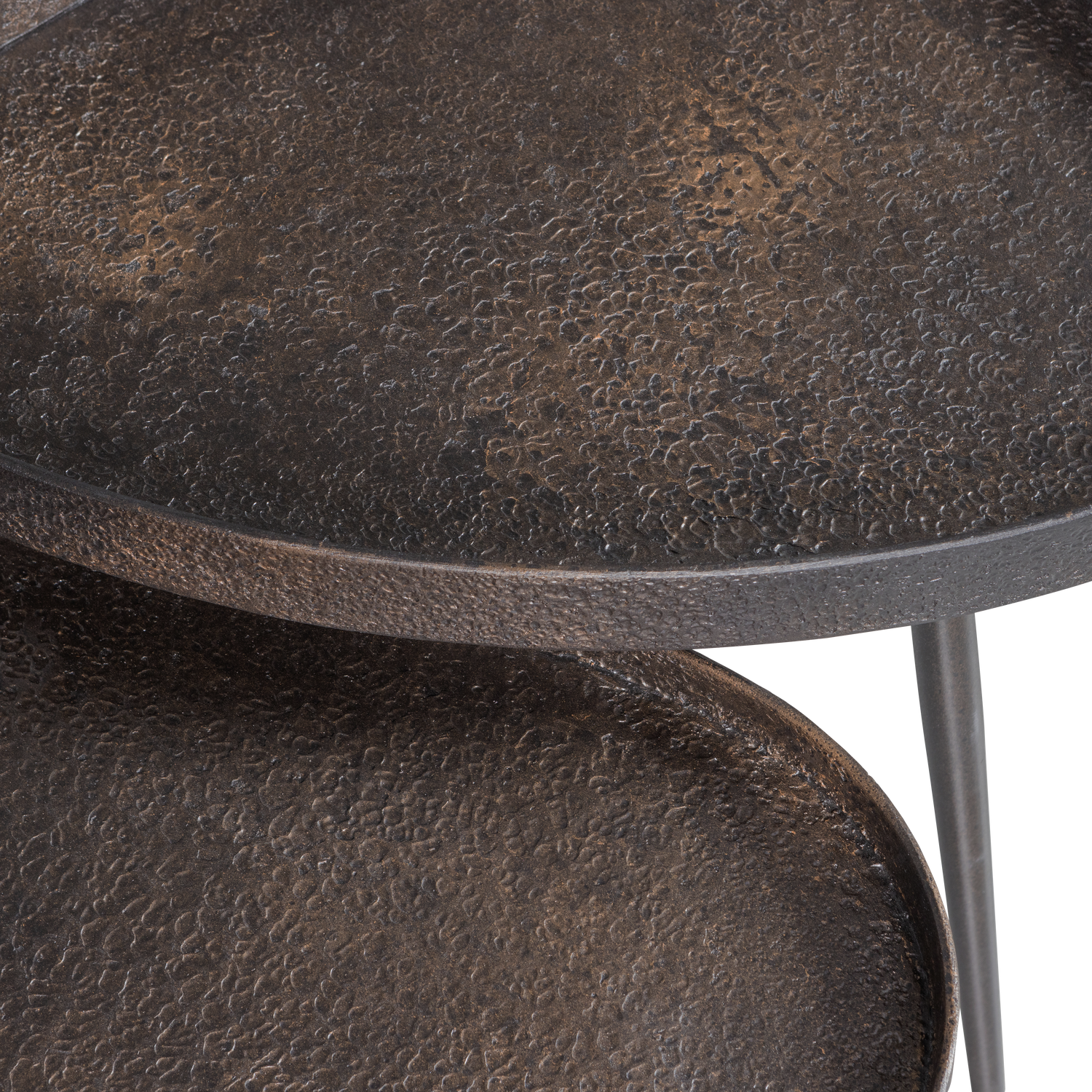 2ER SET - CRUDE BEISTELLTISCHE BRONZE ANTIK