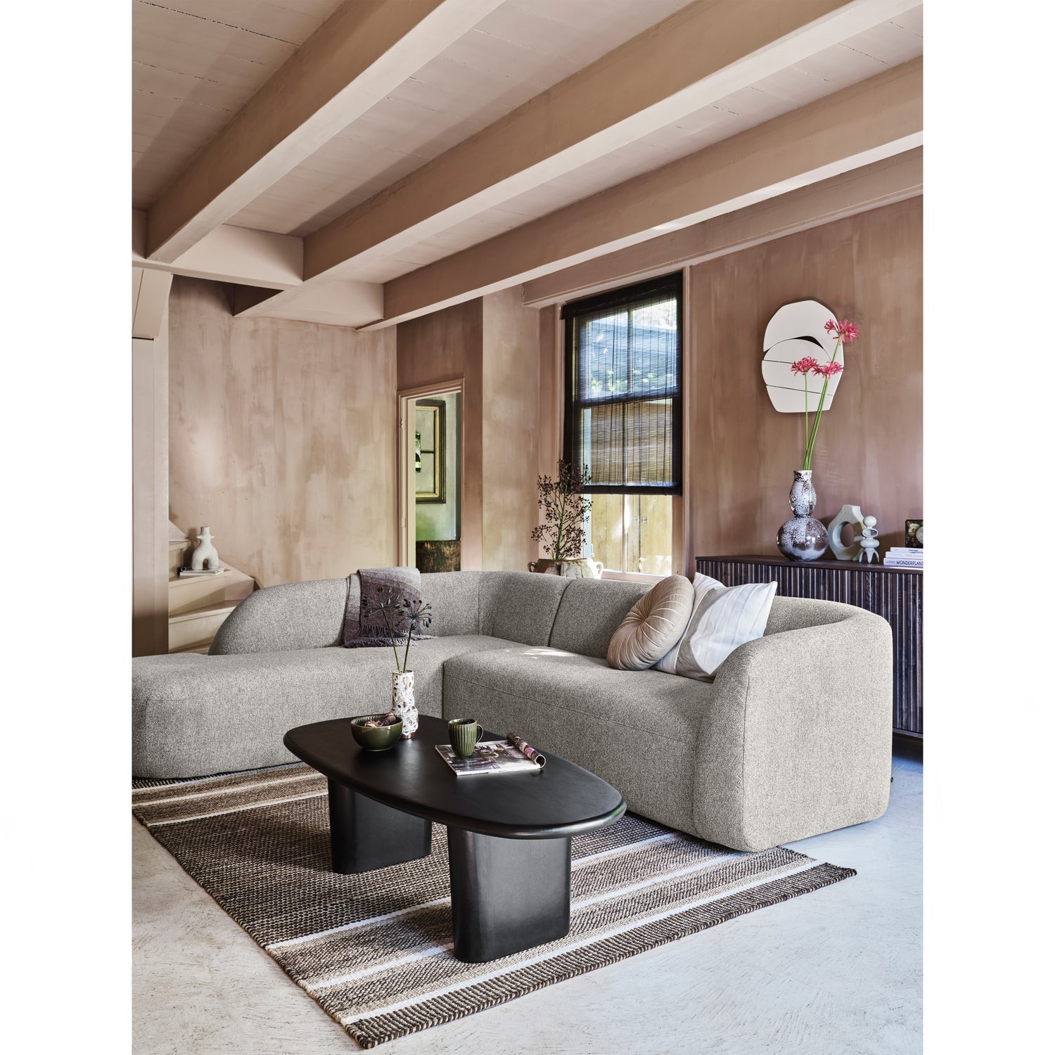 SLOPING ECKSOFA LINKS OFF WHITE MELANGE