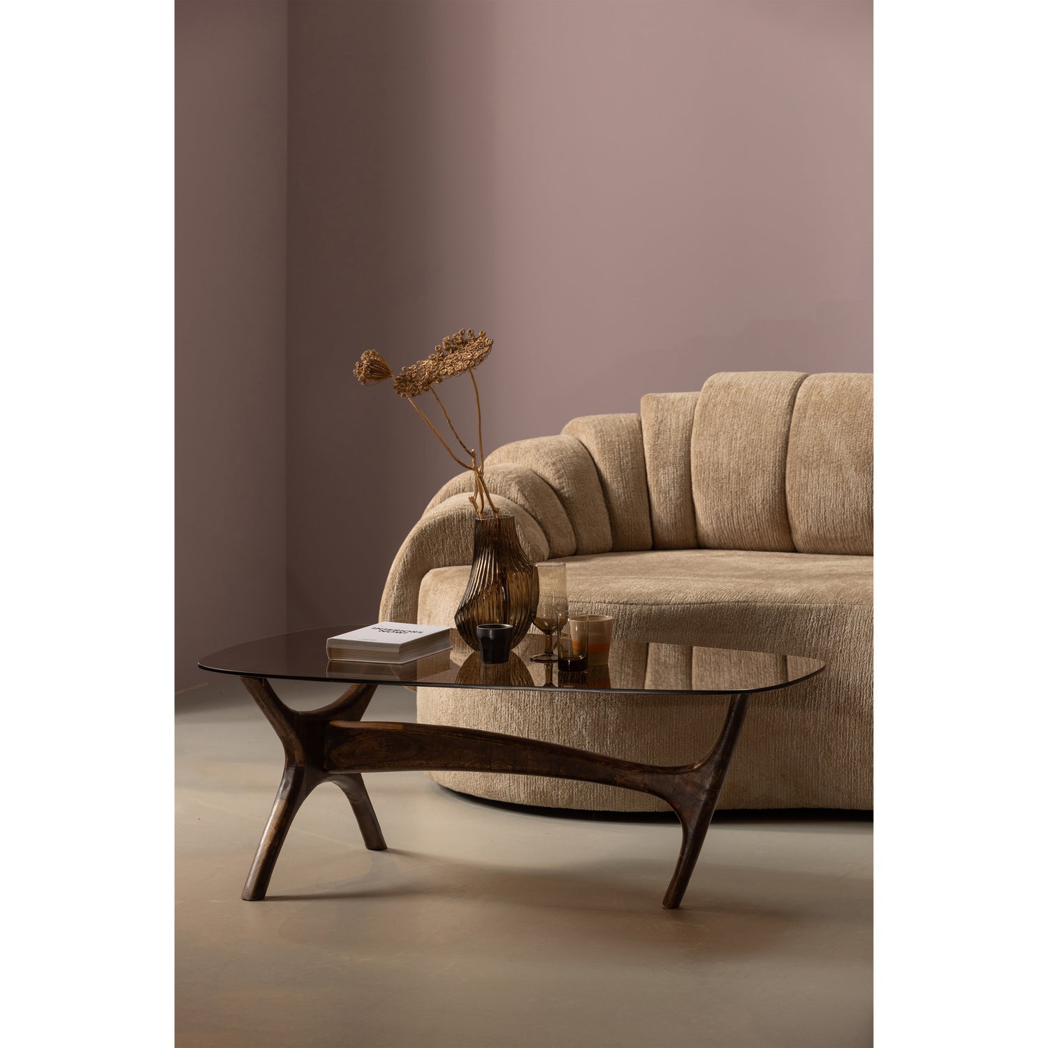 FLASH COUCHTISCH MANGOHOLZ/GLAS NUSSBAUM