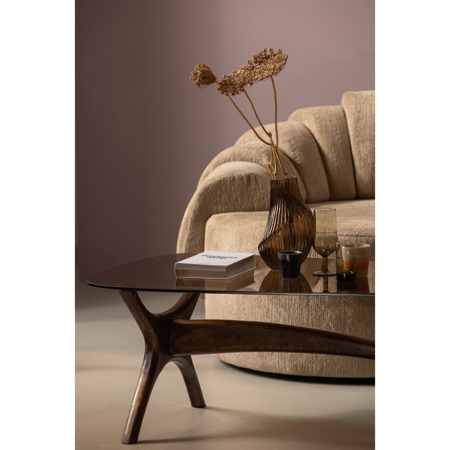 FLASH COUCHTISCH MANGOHOLZ/GLAS NUSSBAUM