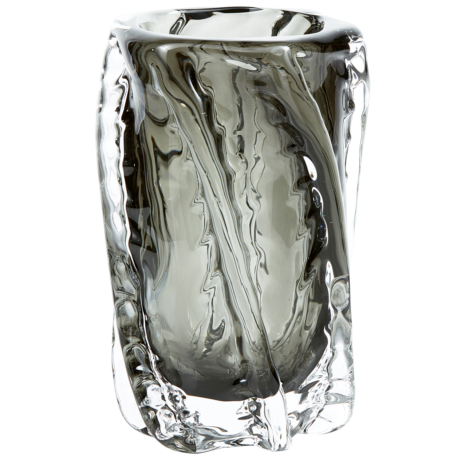 PARAGON HANDGEFORMTE VASE GLAS ANTHRAZIT 21x13CM