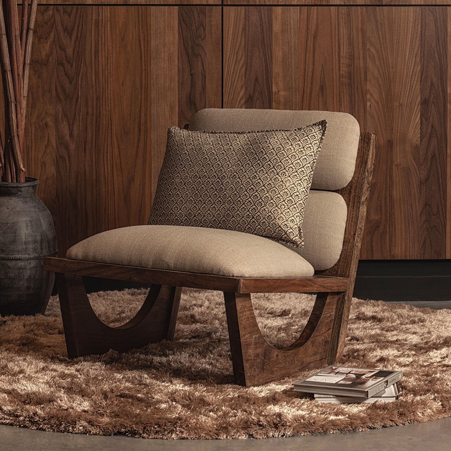 OPULENT SESSEL BOUCLE/HOLZ NATUR