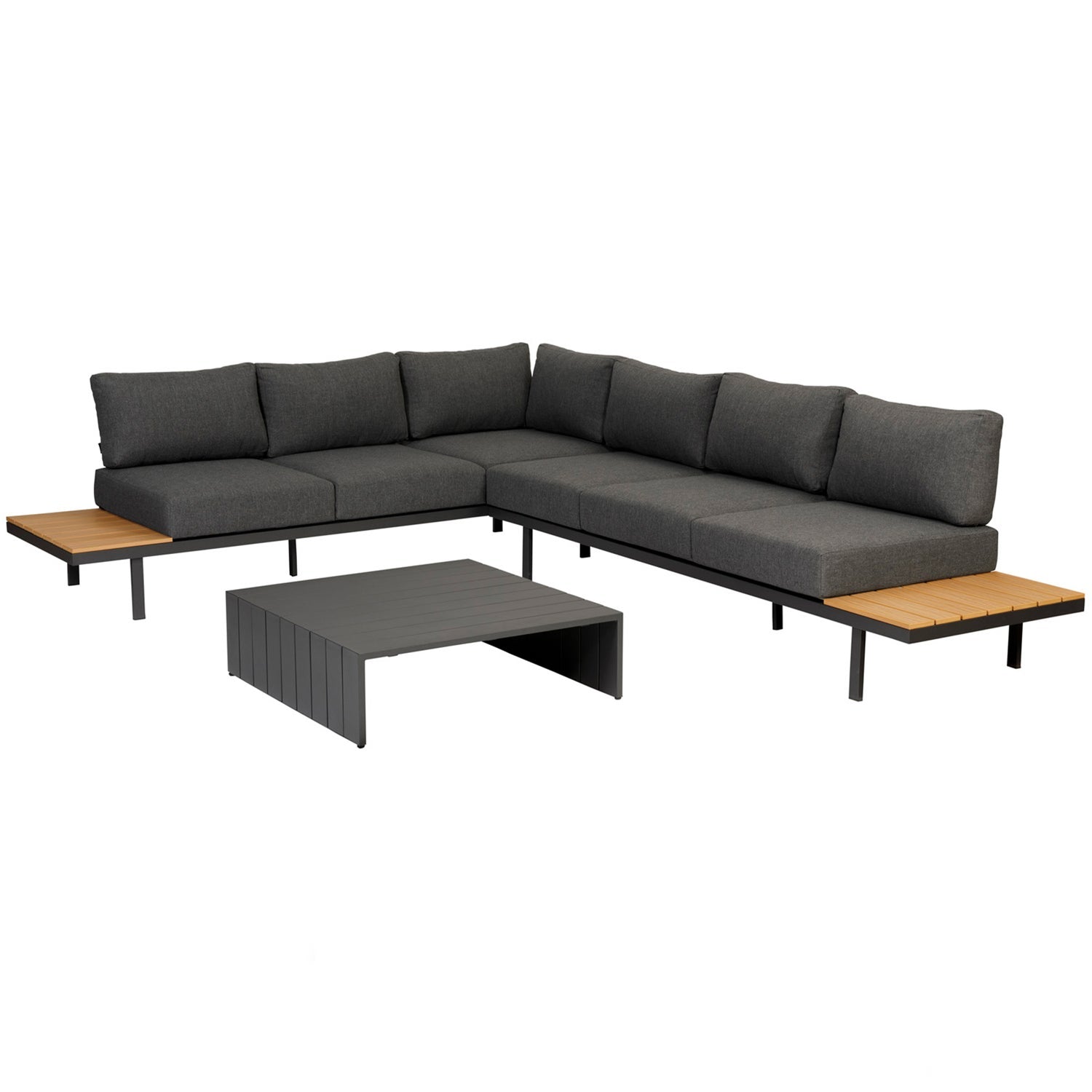 BARI LOUNGE SET ALUMINIUM POLYWOOD INKL KISSEN DUNKELGRAU