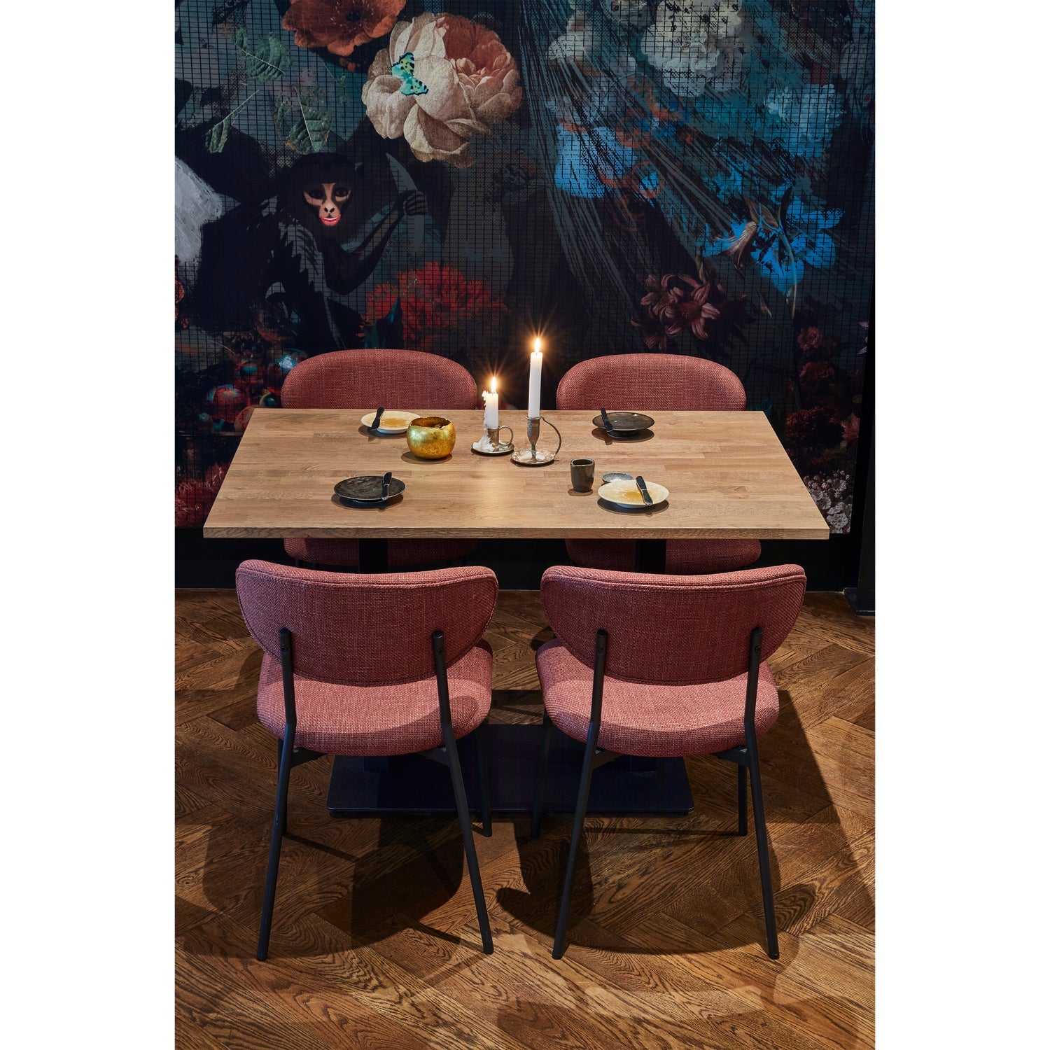 BISTRO DOPPELTER VIERKANTROHRFUSS METALL MATTSCHWARZ