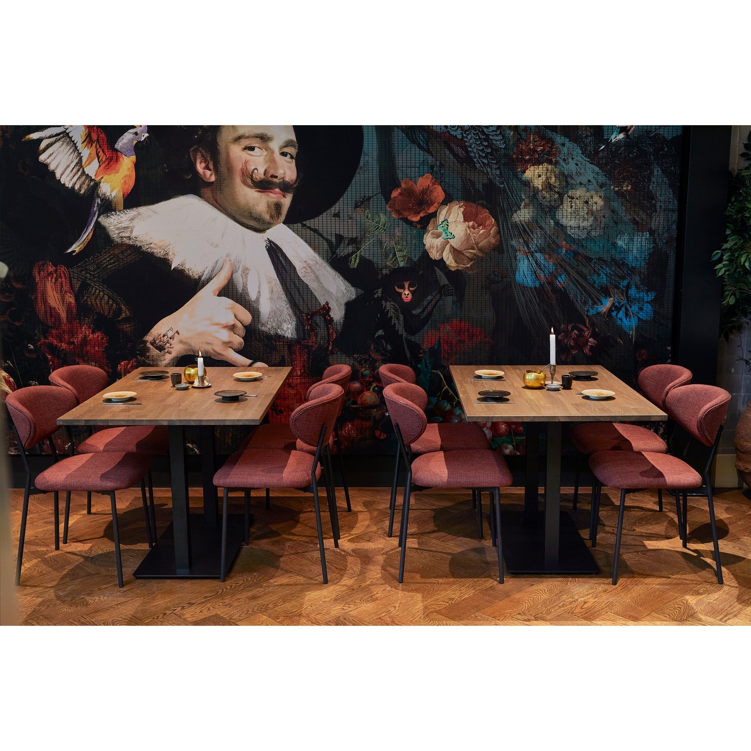 BISTRO DOPPELTER VIERKANTROHRFUSS METALL SCHWARZ 72x80x40CM