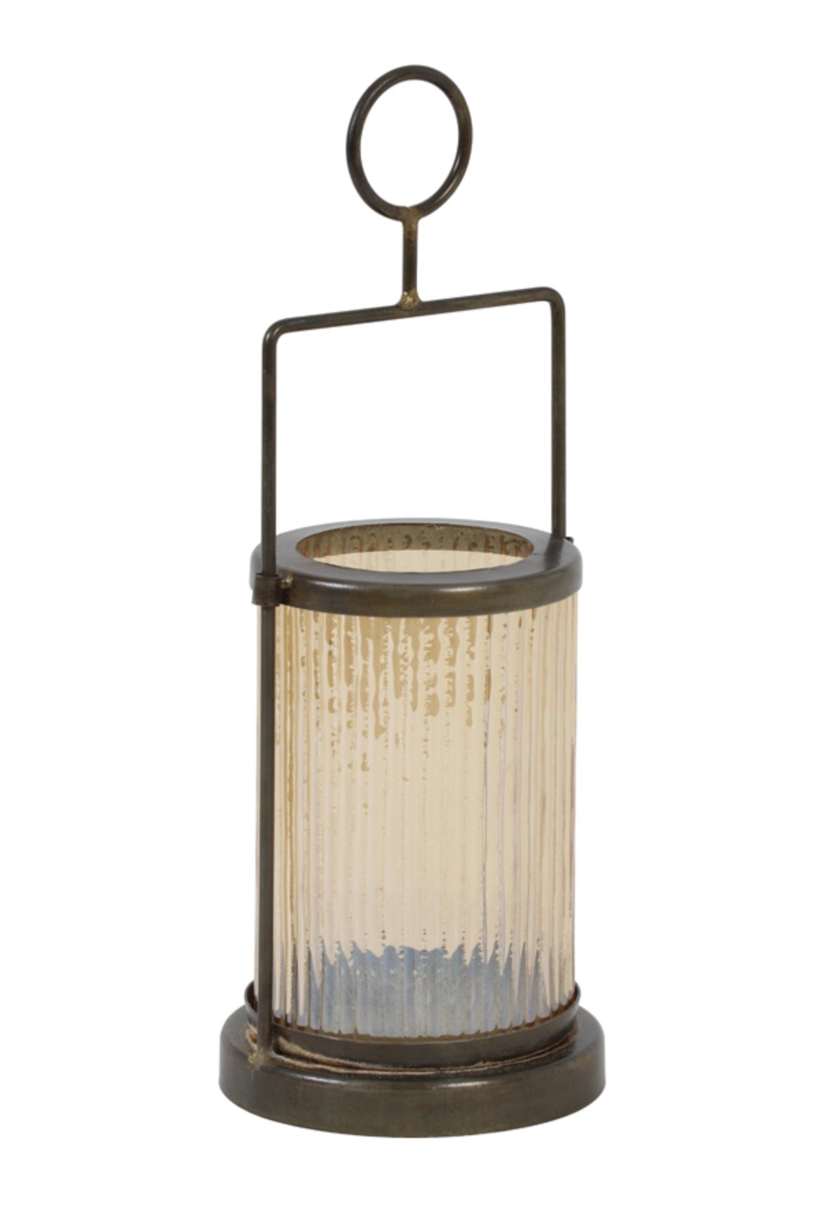 Laterne TAVI aus Glas in Gold mit Antik Bronze Ø8,5x22 cm Accessoires Light & Living
