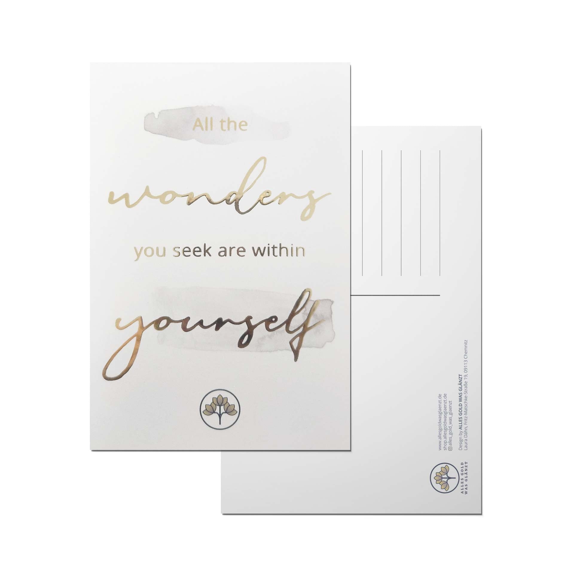 Postkarte DIN A6 mit Goldfolie 'All the wonders' Accessoires ALLES GOLD WAS GLÄNZT