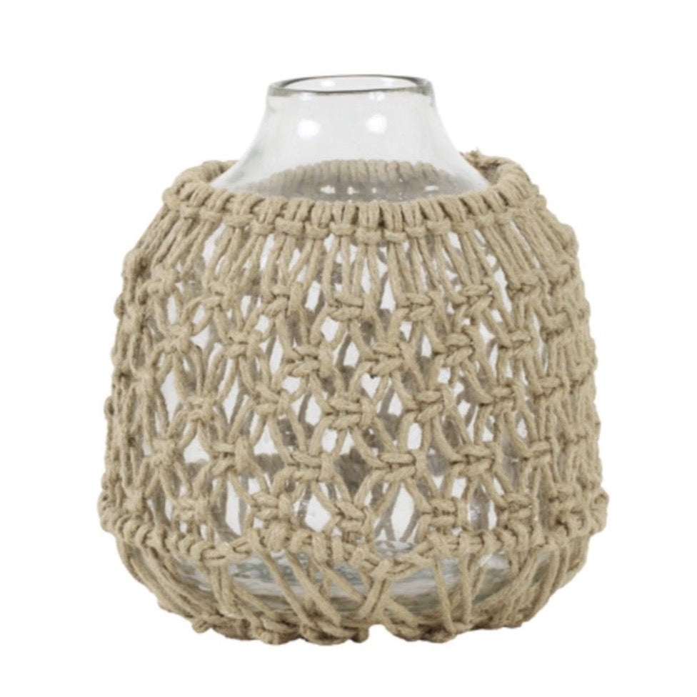 Deko Glas Vase NARONA mit Jute Ø15x16,5 cm