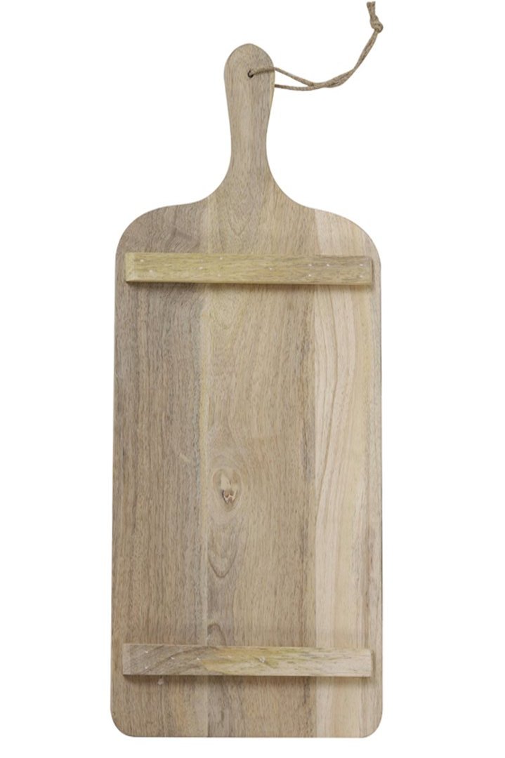 Großes Deko Tablett Hackbrett JARPA aus Holz naturfarben 25x2x60 cm