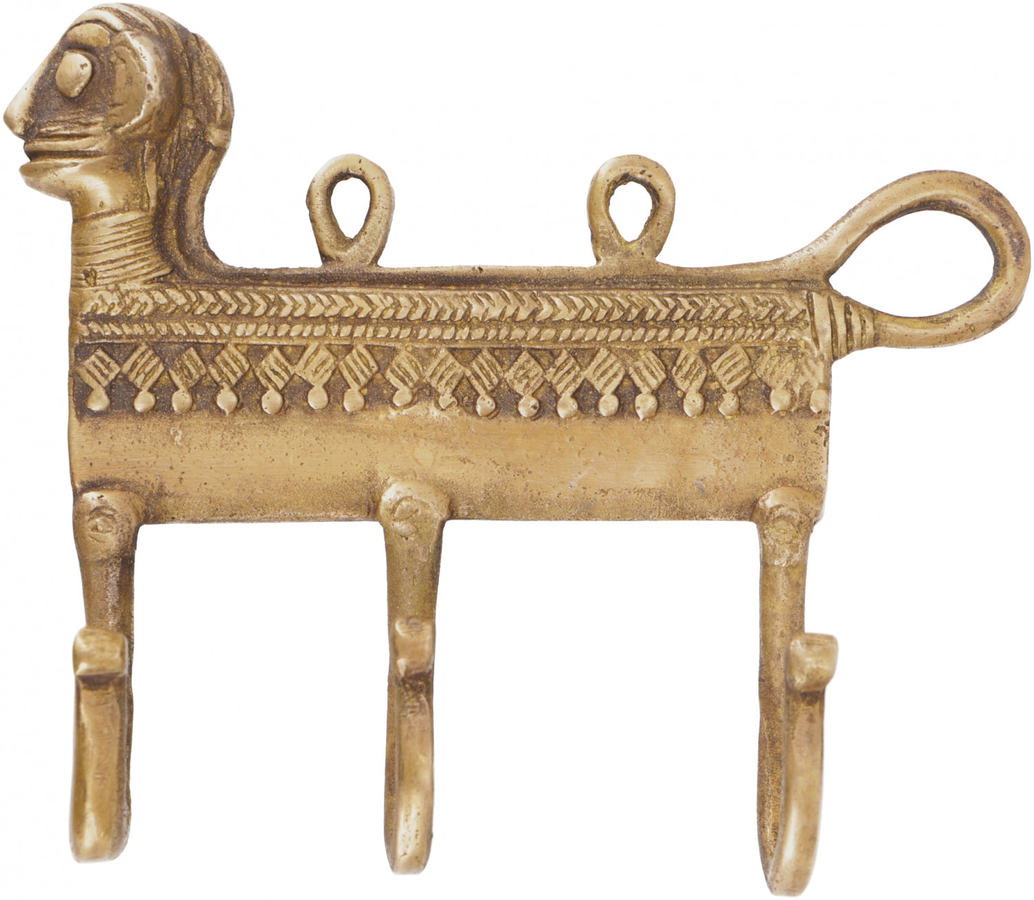 Messing Wandhaken Schlüsselhalter HUMI in Gold, 13x11 cm
