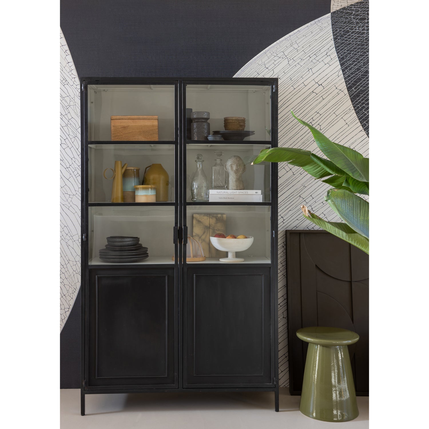 BUTTON BEISTELLTISCH KERAMIK WARMES GRUN 45x35OCM