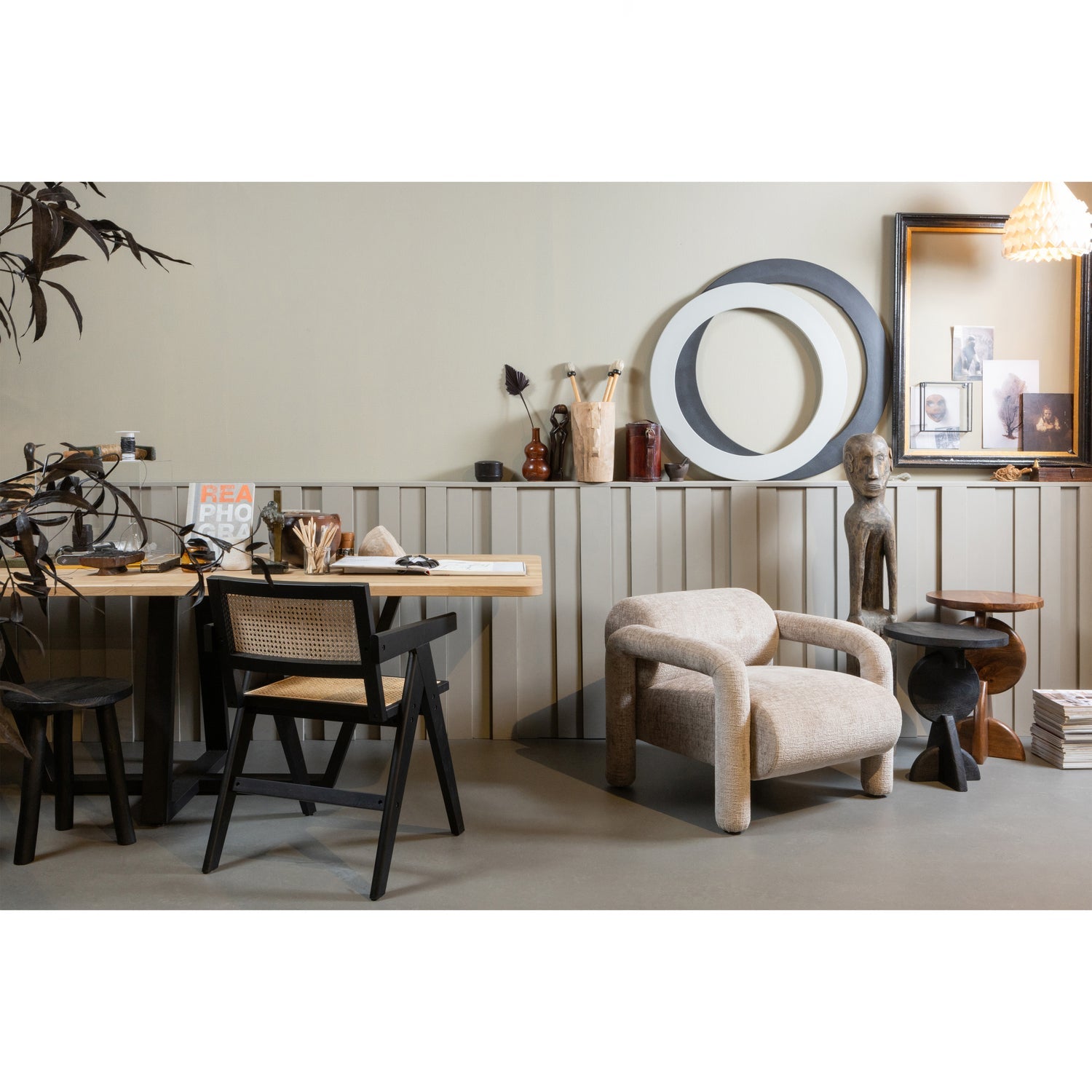 GUNN ESSZIMMERSTUHL RATTAN / HOLZ SCHWARZ