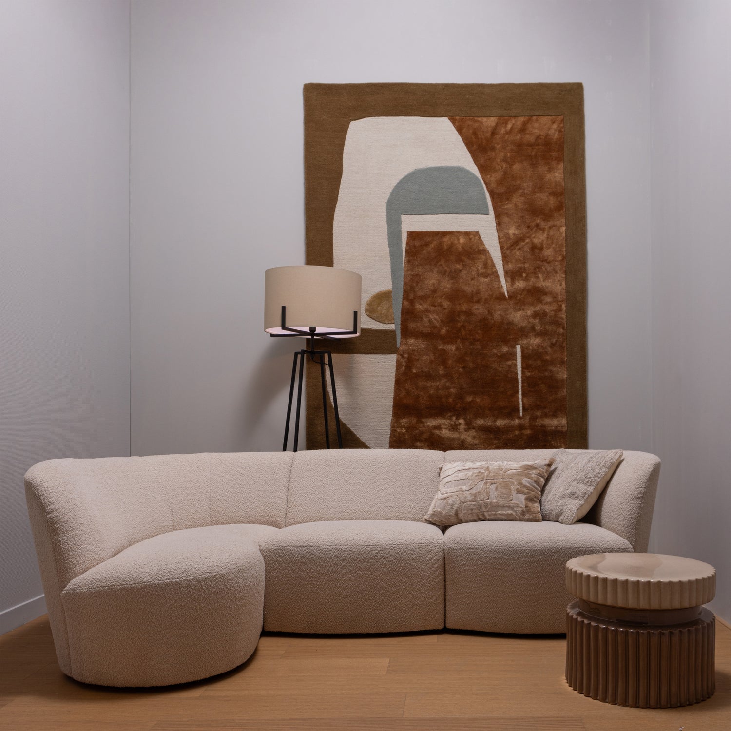 COCO 3-SITZER ABGERUNDET LINKS BOUCLE CREME