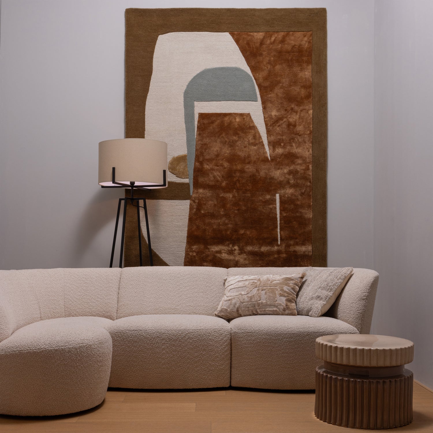 COCO 3-SITZER ABGERUNDET LINKS BOUCLE CREME