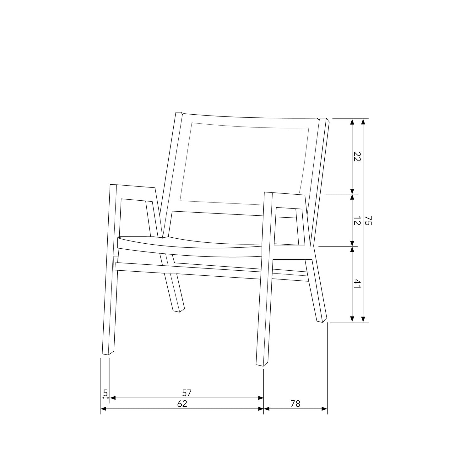 PEM GARTENSESSEL MIT ARMLEHNE ALUMINIUM NATUR