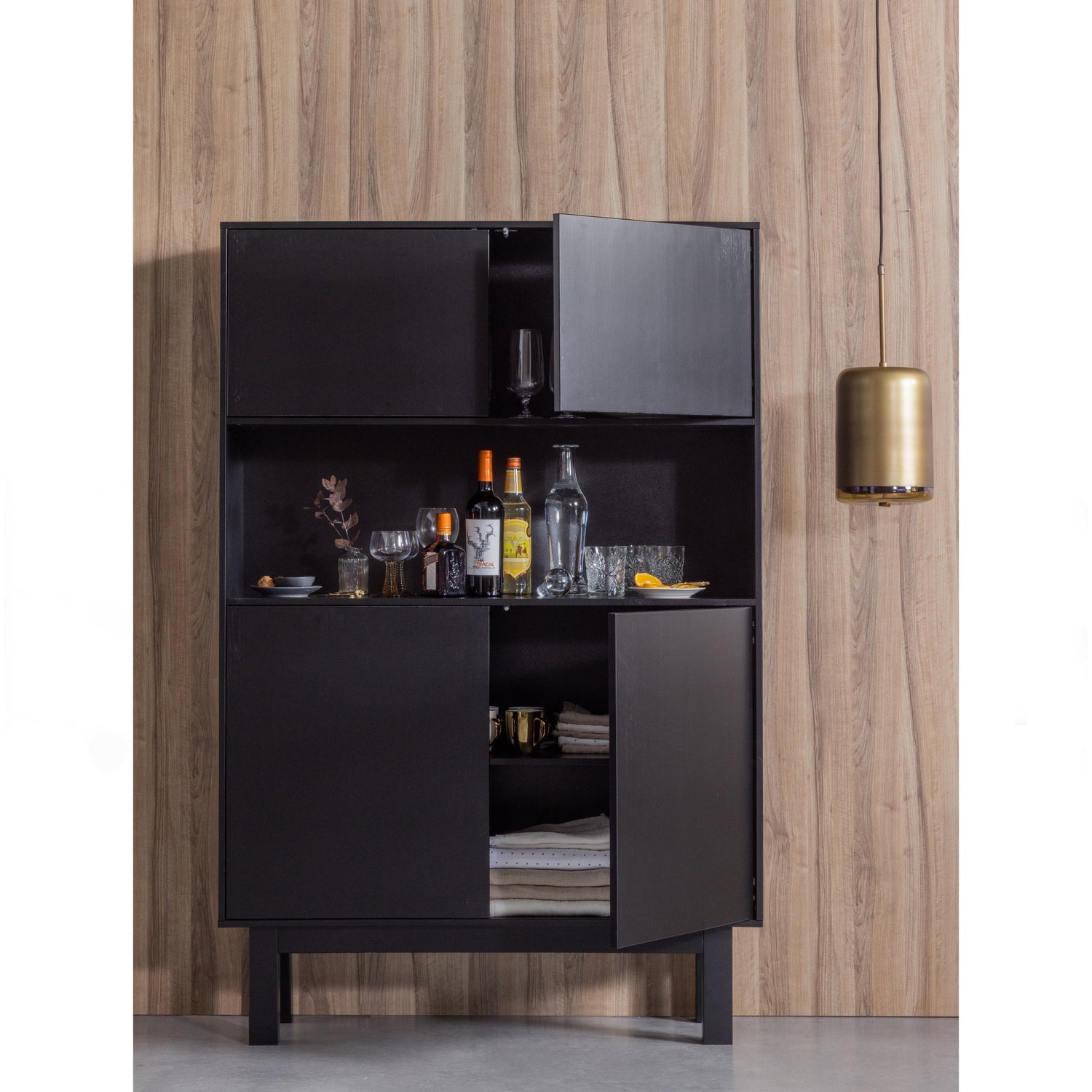 FINCA BUFETT / BAR SCHRANK HOLZ TIEF SCHWARZ [fsc]