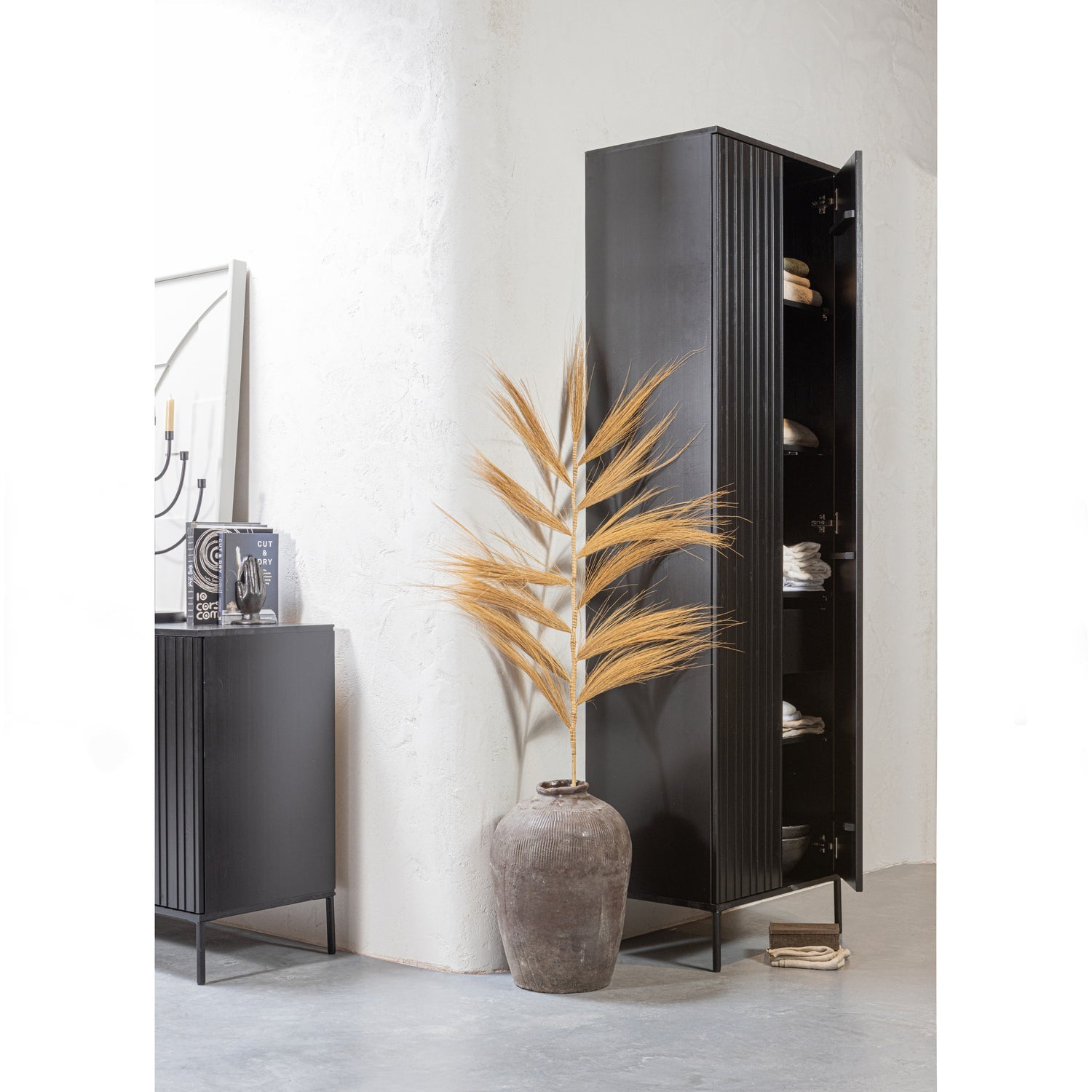 NEW GRAVURE SCHRANK MIT SCHUBLADEN KIEFER SCHWARZ [fsc]