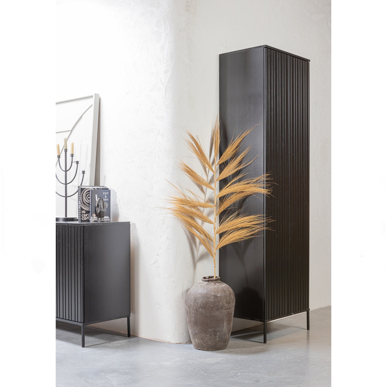 NEW GRAVURE SCHRANK MIT SCHUBLADEN KIEFER SCHWARZ [fsc]