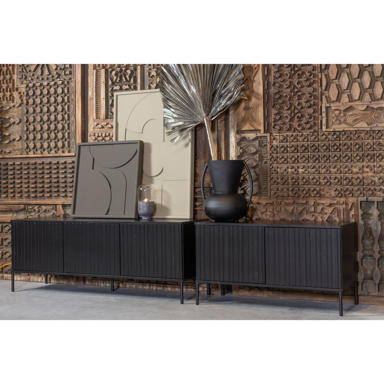 NEW GRAVURE TV-MOBEL 150 CM KIEFER SCHWARZ [fsc]