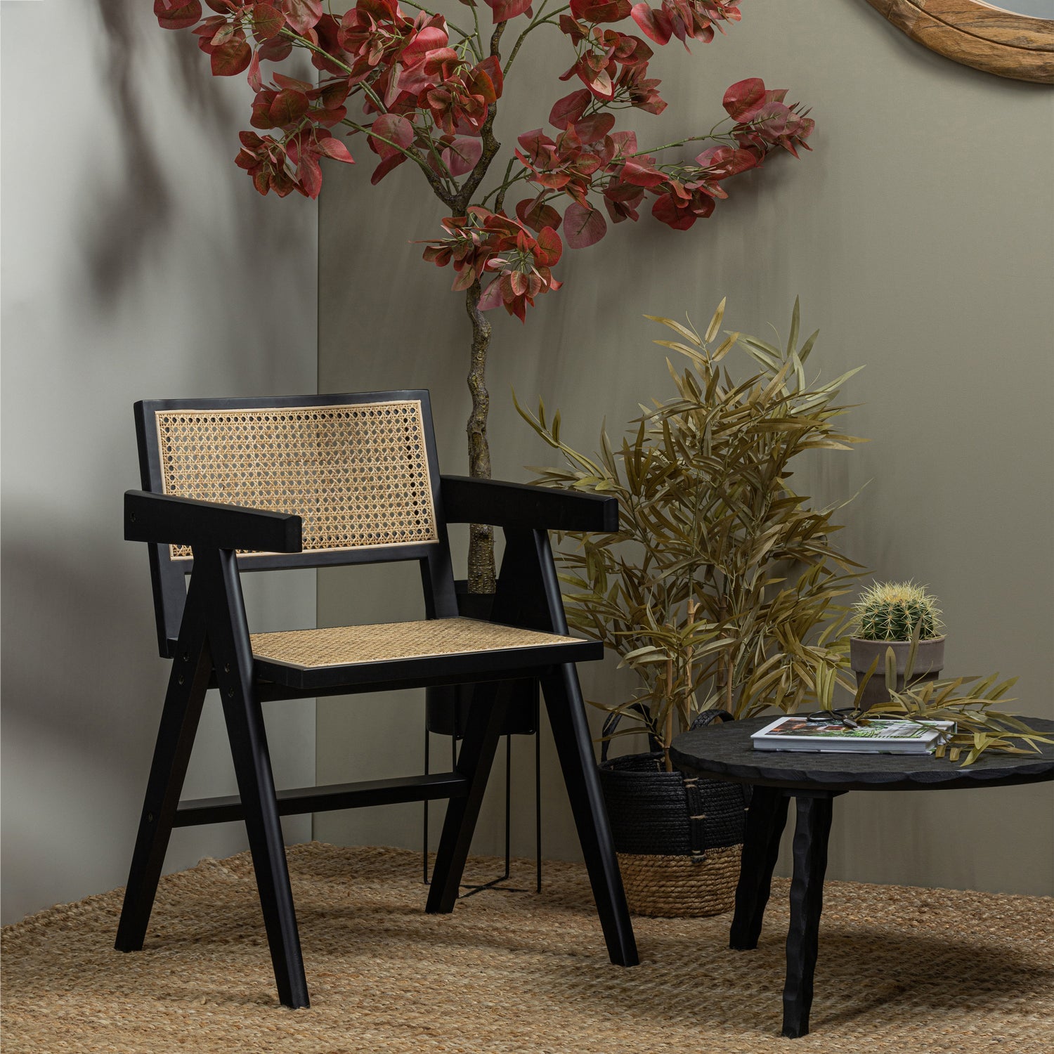 GUNN ESSZIMMERSTUHL RATTAN / HOLZ SCHWARZ