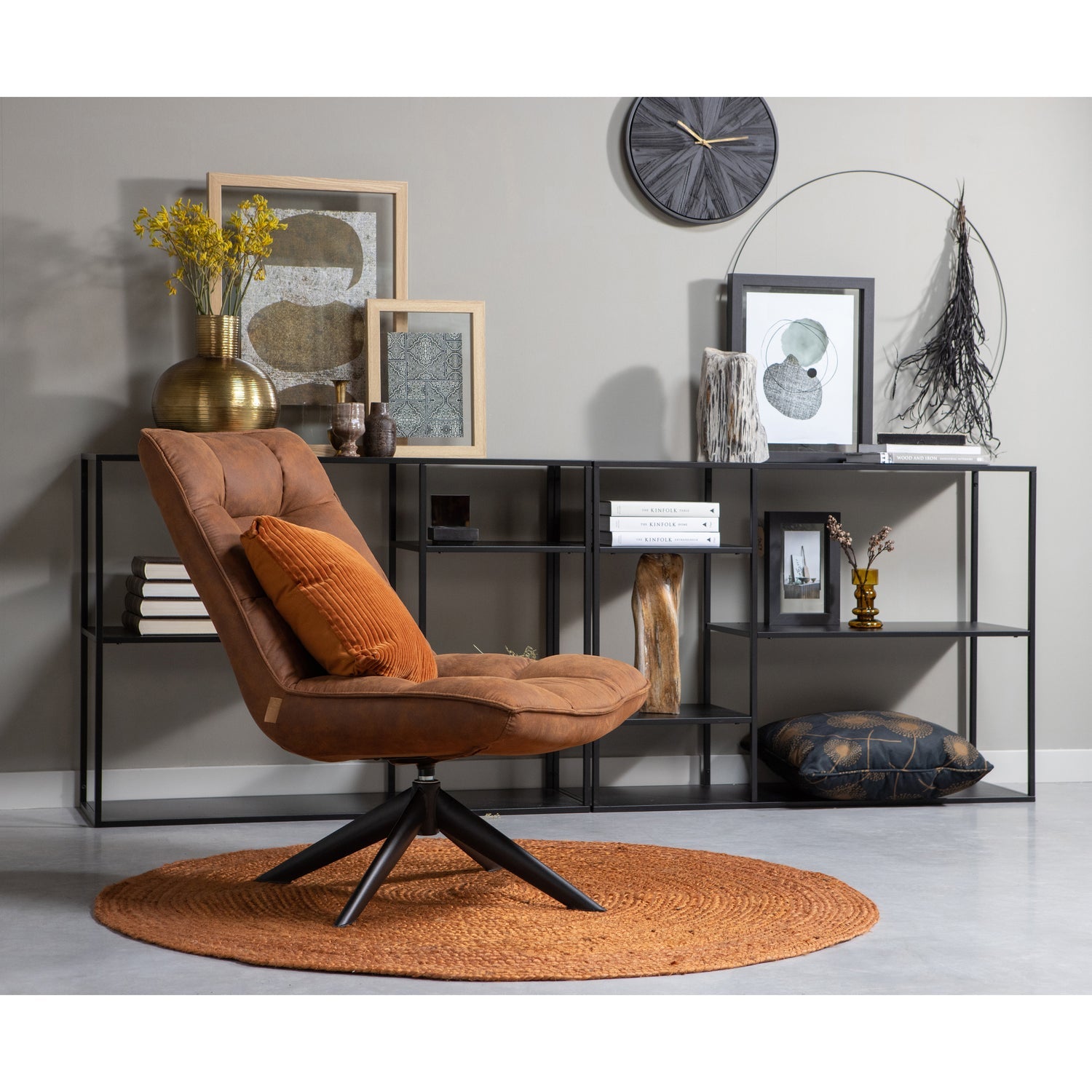 JOUKE DREHSESSEL KUNSTLEDER COGNAC