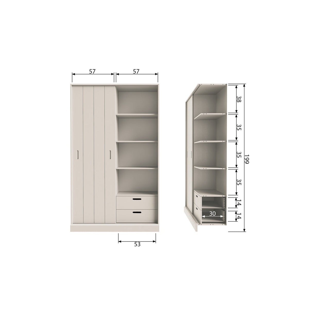 MILA SCHIEBETURENSCHRANK KIEFER DUST [fsc]