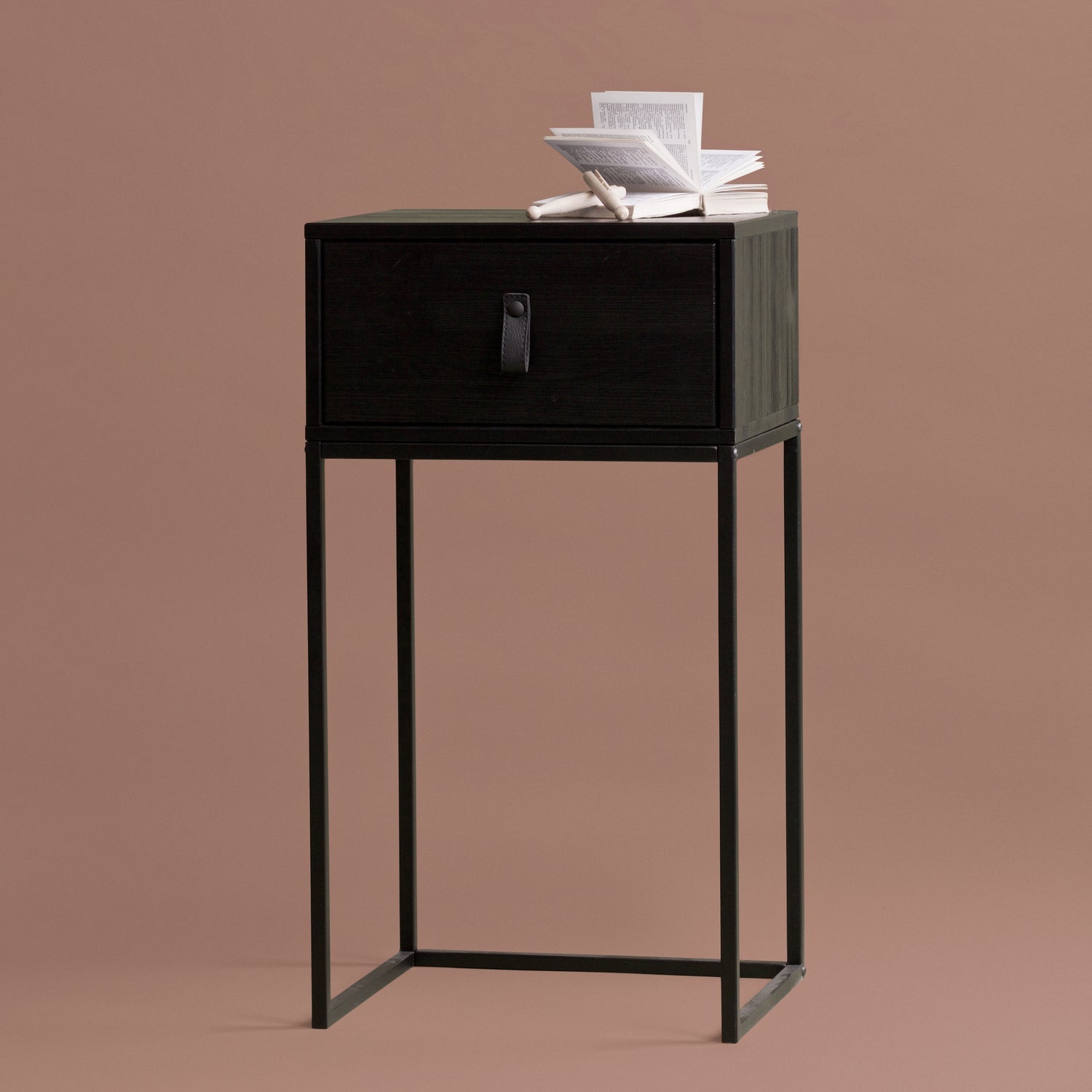 ZOLA NACHTSCHRANK MIT SCHUBLAD SCHWARZ [fsc]