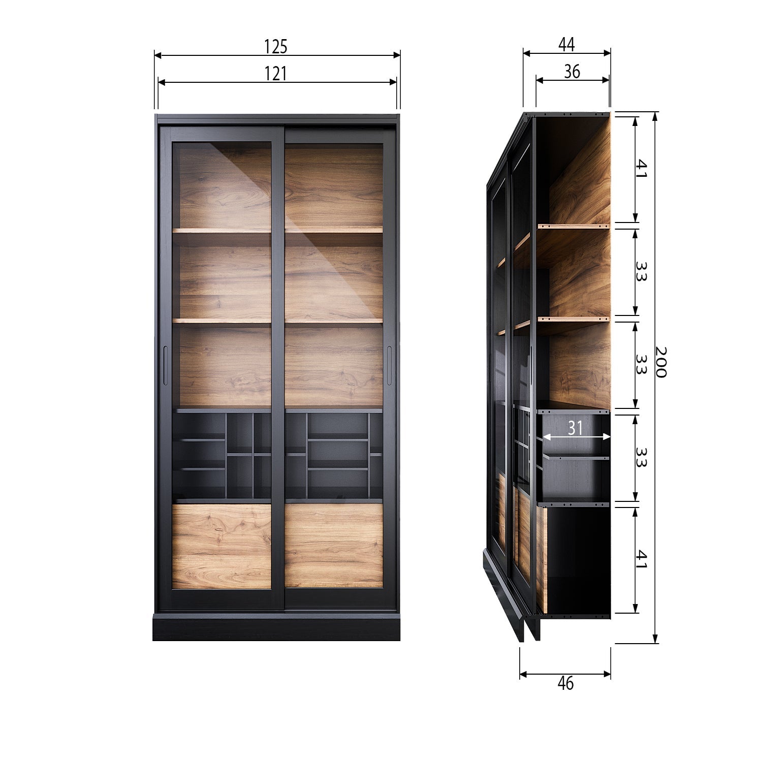 JAMES VITRINE SCHRANK KIEFER SCHWARZ [fsc]