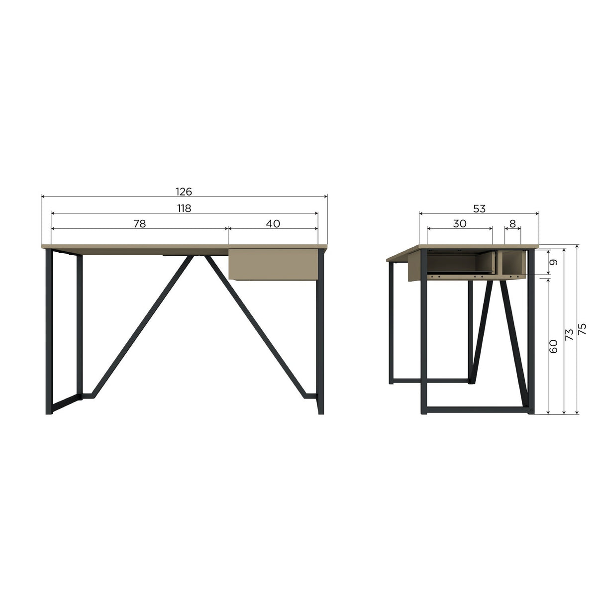 NEW JULIUS SCHREIBTISCH KIEFER DUST [fsc]