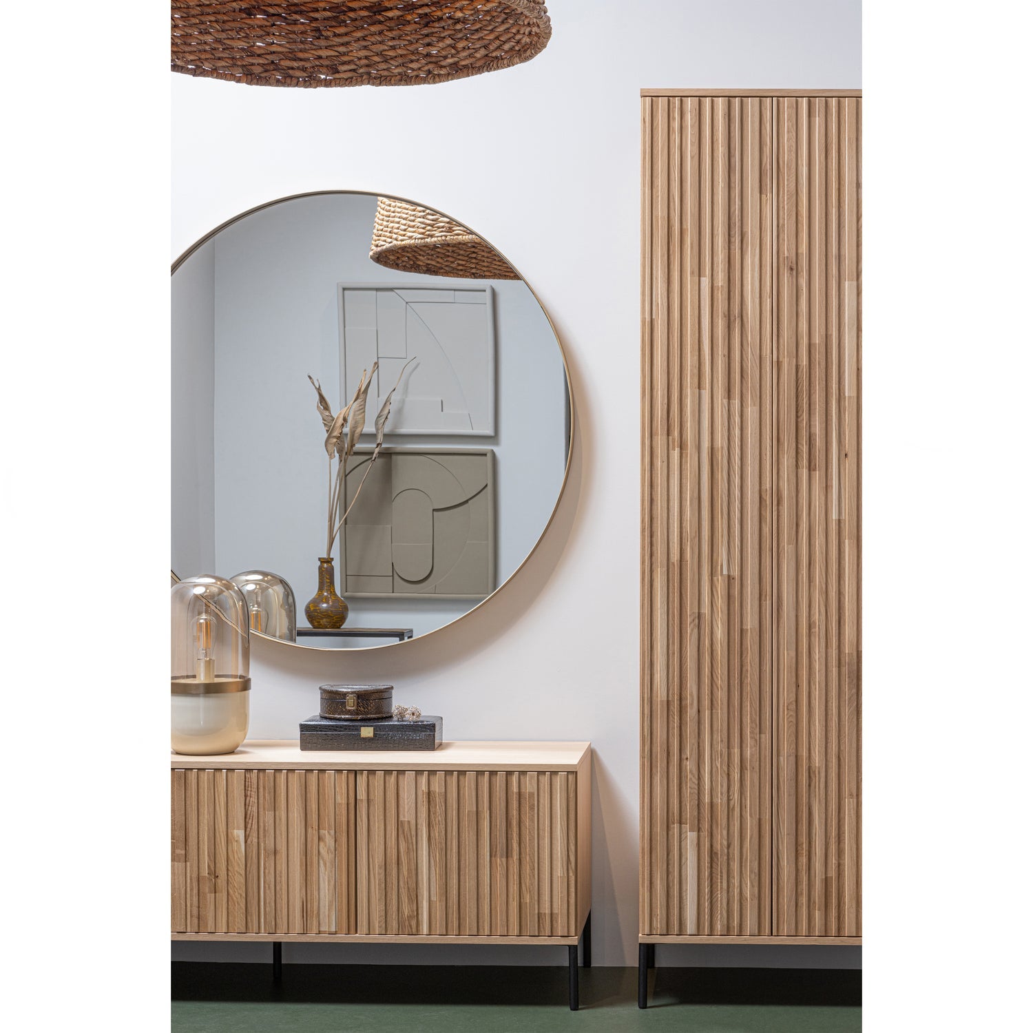DOUTZEN RUNDER SPIEGEL METALL GOLD O115CM