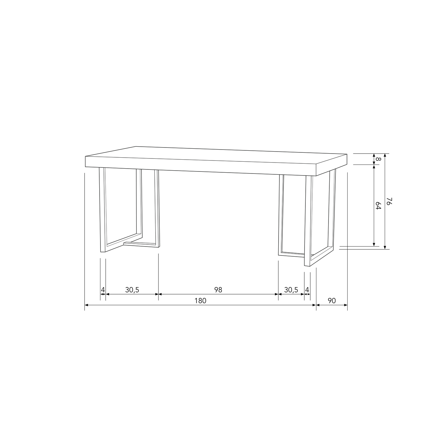 MAXIME ESSTISCH AUS RECYCLED HOLZ NATURLICH 180x90CM