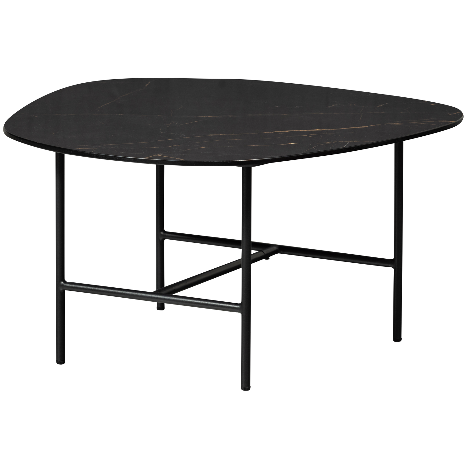 VAJEN COUCHTISCH MIT MARBLE LOOK TOP SCHWARZ 70x70CM