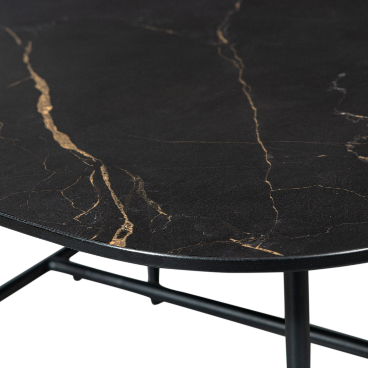VAJEN COUCHTISCH MIT MARBLE LOOK TOP SCHWARZ 70x70CM