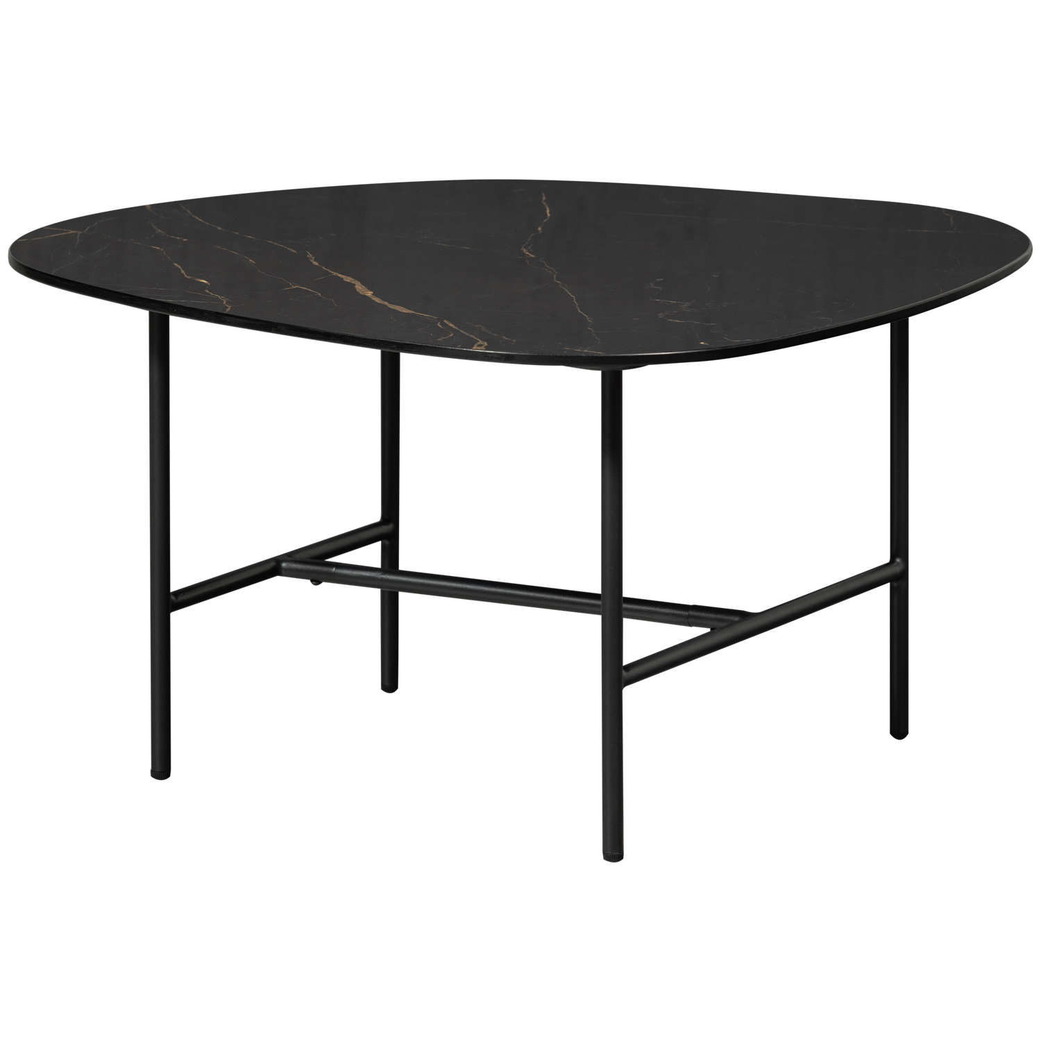 VAJEN COUCHTISCH MIT MARBLE LOOK TOP SCHWARZ 70x70CM