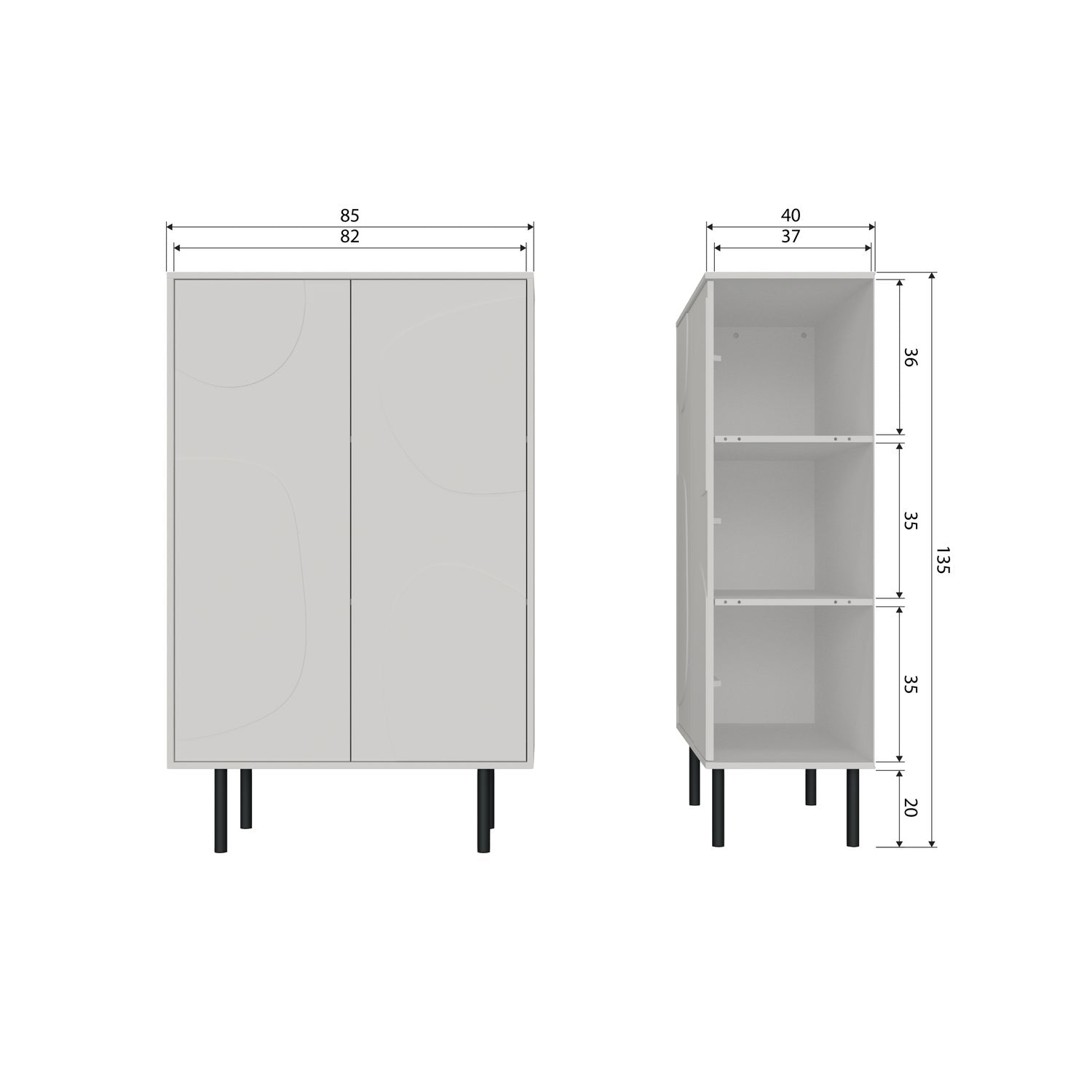 CADIZ LAGERSCHRANK KIEFER NEBEL [fsc]