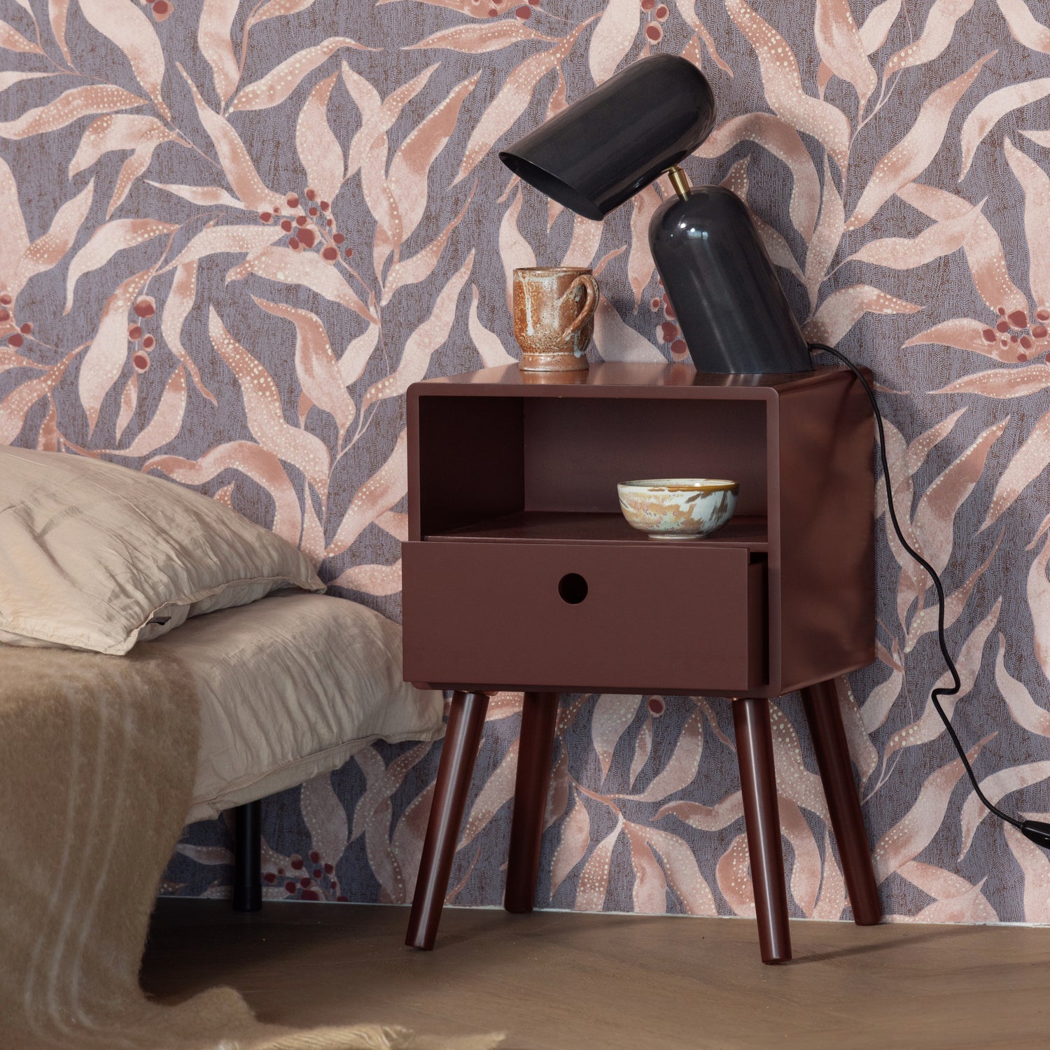 OZZY NACHTTISCH MDF BORDEAUXROT [fsc]