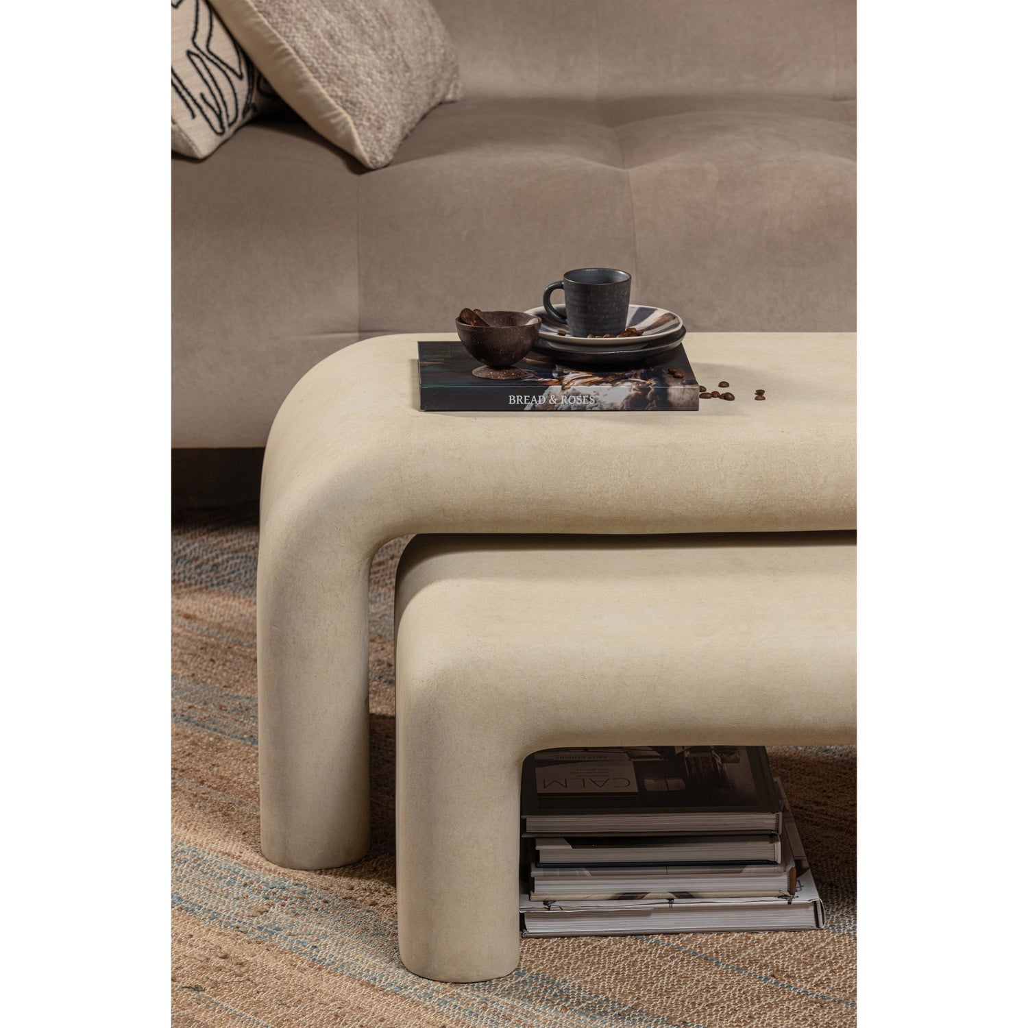 2ER SET - STANI COUCHTISCH BETONOPTIK NATURAL