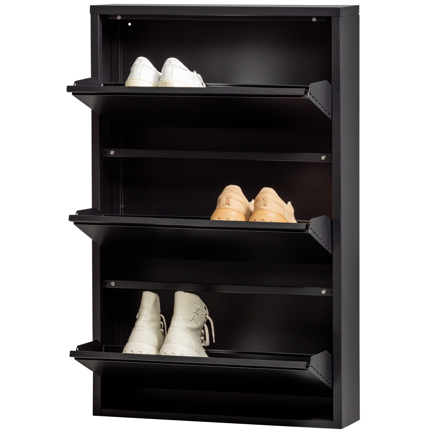 SABINE SCHUHSCHRANK MIT 3 FACHERN AUS METALL SCHWARZ