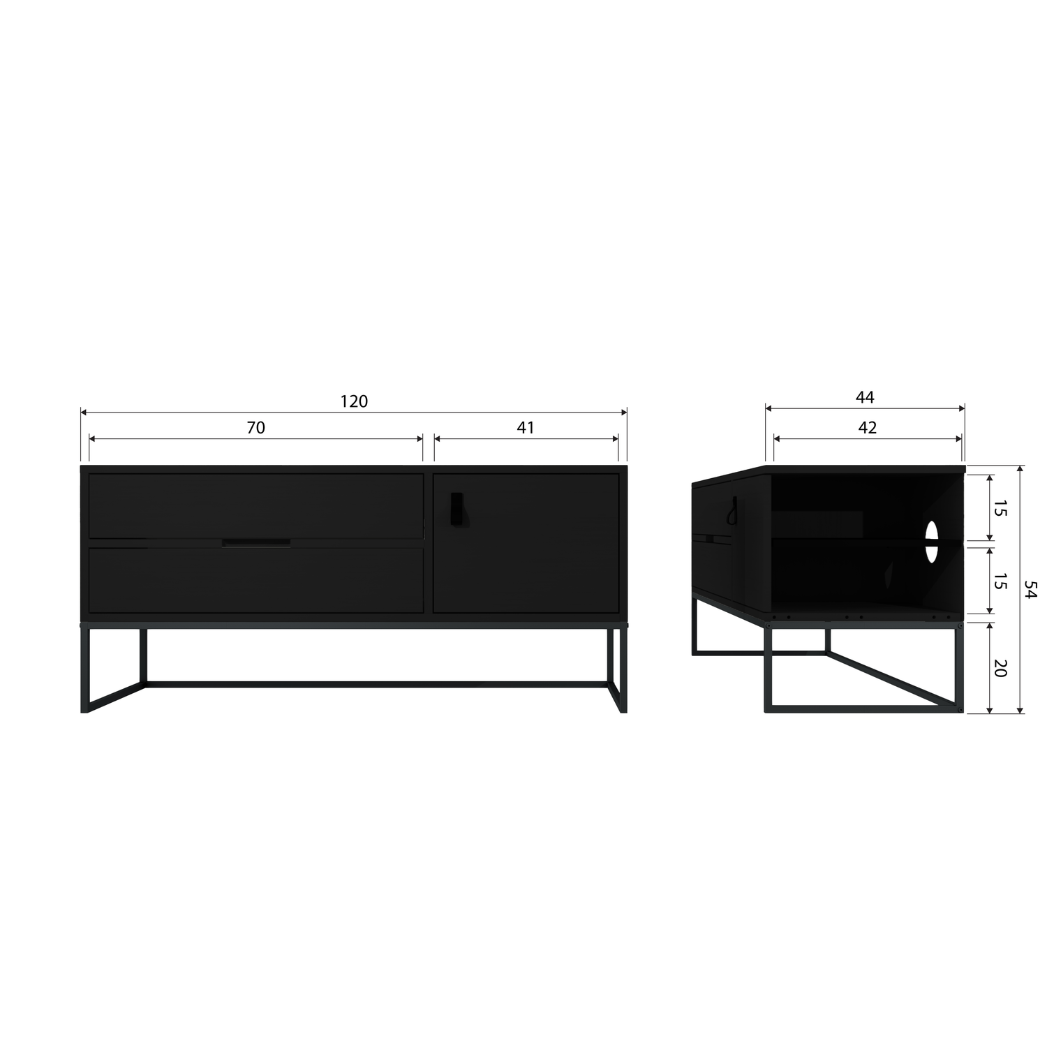 SILAS TV-MOBEL 120CM ASCHE SCHWARZ [fsc]